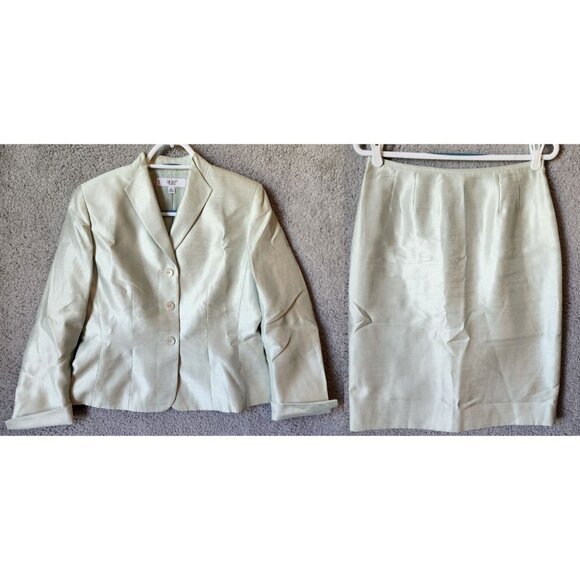 Le Suit Essentials Womens 2 Piece Jacket/Skirt Suit Set Polyester Blend Green 6P - Picture 1 of 16